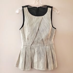 Tibi New York - Black and White striped peplum top with sheer back - Size 2